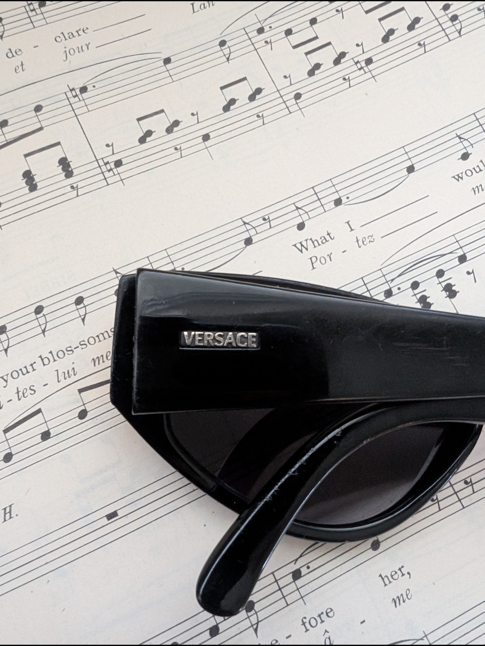 Vintage 90s Versace Black Sunglasses with Gold Accents - Picture 7 of 14